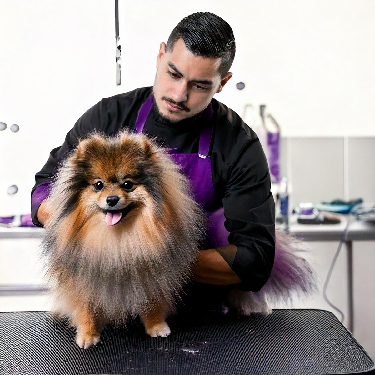 Phoenix-Grooming-Academy_0000s_0012_Firefly-A-high-quality,-realistic-photograph-of-professional-groomer-in-a-grooming-c